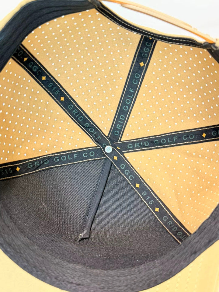 Close-up of interior Grid Golf Co. taping and perforation detail
